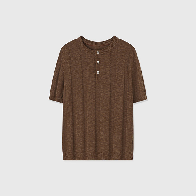 brunello cucinelli rib jacquard henley knit t-shirt